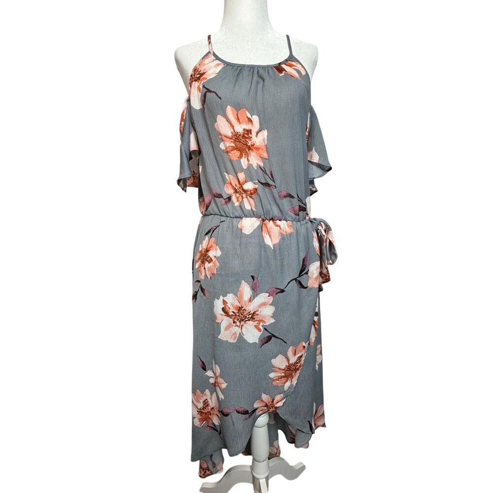 Bailey Blue Floral Cold Shoulder Maxi Dress Medium